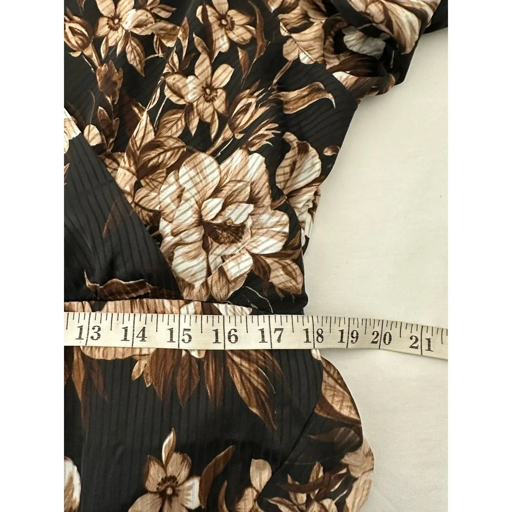 Express Dark Floral High Low Faux Wrap Dress Ruffle Size XL 16/18 Whimsigoth - Picture 8 of 11